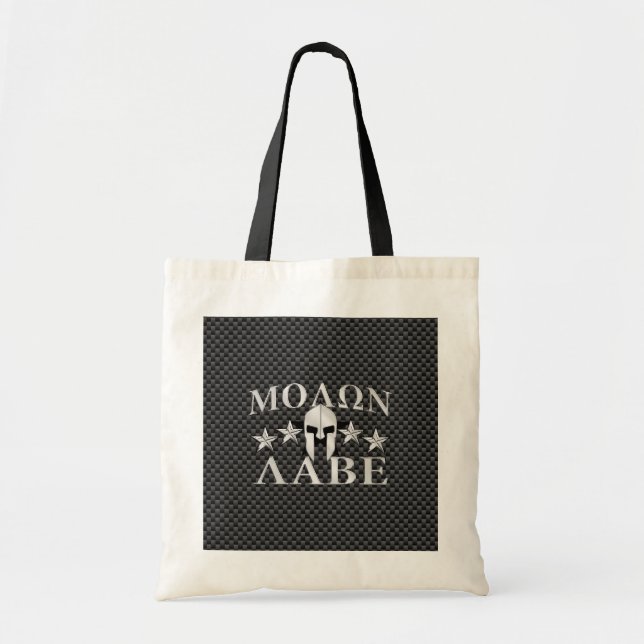 Molon Labe Spartan Warrior 5 stars Carbon Tote Bag (Front)
