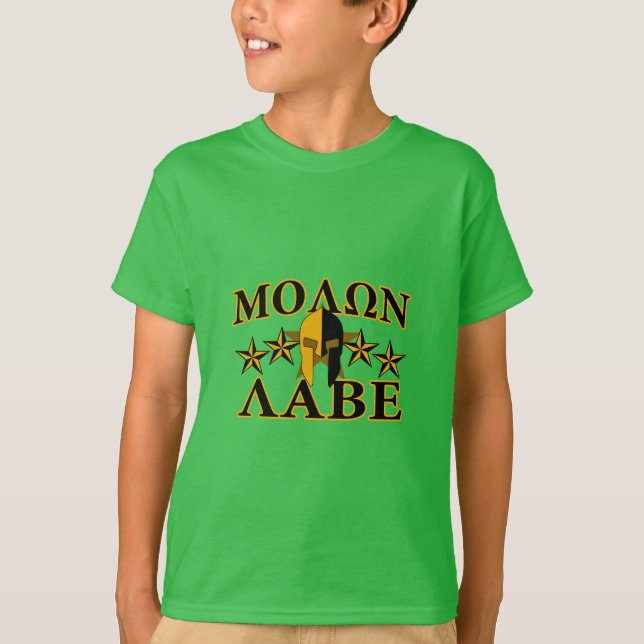 Molon Labe Spartan Warrior 5 stars green T-Shirt (Front)