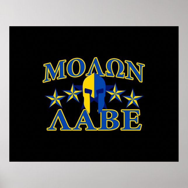 Molon Labe Spartan Warrior 5 stars Yellow Blue Poster (Front)