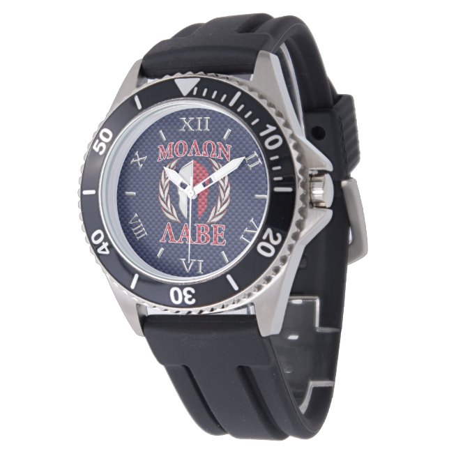 Molon Labe Spartan Warrior Blue Carbon Fiber Dial Watch (Angled)
