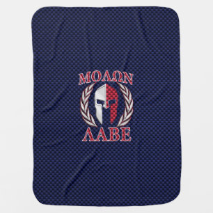 Molon Labe Spartan Warrior Blue Carbon Fiber Print Baby Blanket