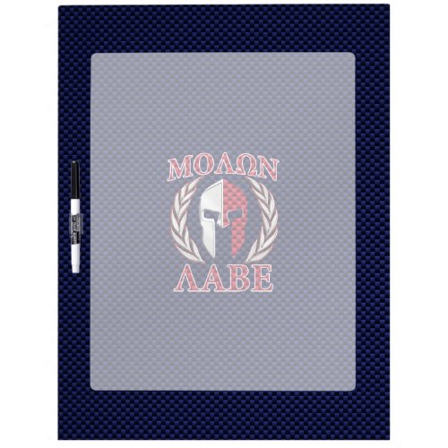 Molon Labe Spartan Warrior Blue Carbon Fiber Print Dry Erase Board