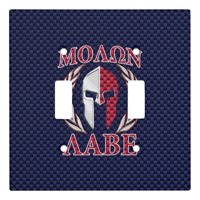 Molon Labe Spartan Warrior Blue Carbon Fiber Print Light Switch Cover (Front)