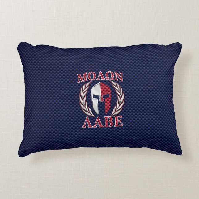 Molon Labe Spartan Warrior Carbon Fiber Chrome Accent Pillow (Front)
