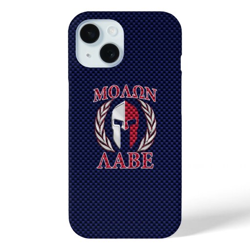 Molon Labe Spartan Warrior Carbon Fiber Chrome iPhone 15 Case