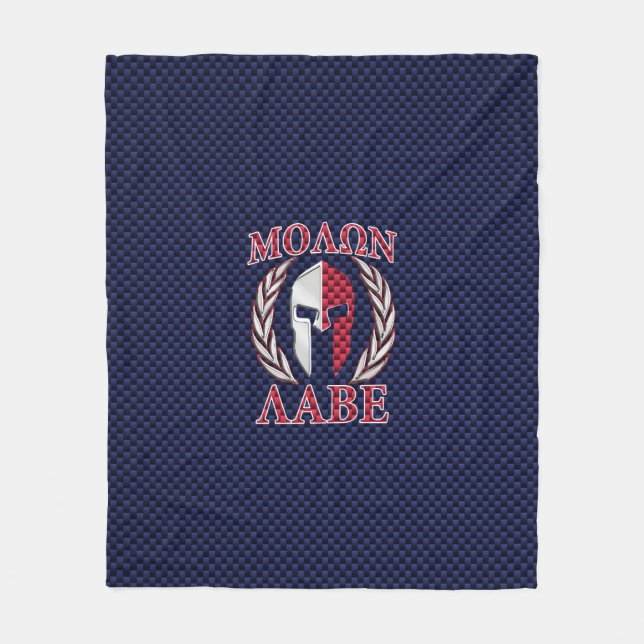 Molon Labe Spartan Warrior Carbon Fiber Chrome Fleece Blanket (Front)