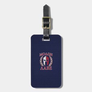 Molon Labe Spartan Warrior Carbon Fiber Chrome Luggage Tag