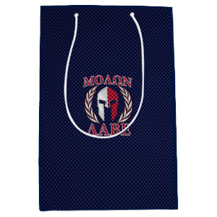 Molon Labe Spartan Warrior Carbon Fiber Chrome Medium Gift Bag