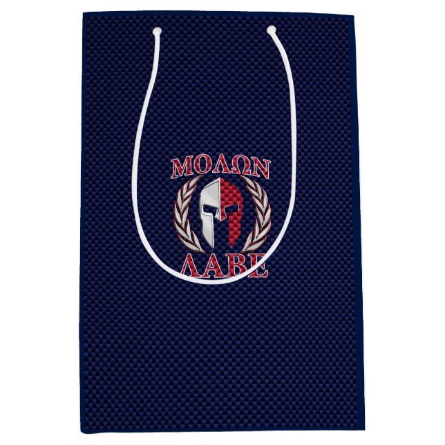 Molon Labe Spartan Warrior Carbon Fiber Chrome Medium Gift Bag (Front)