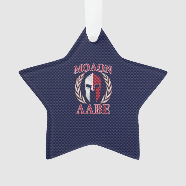 Molon Labe Spartan Warrior Carbon Fiber Chrome Ornament (Front)