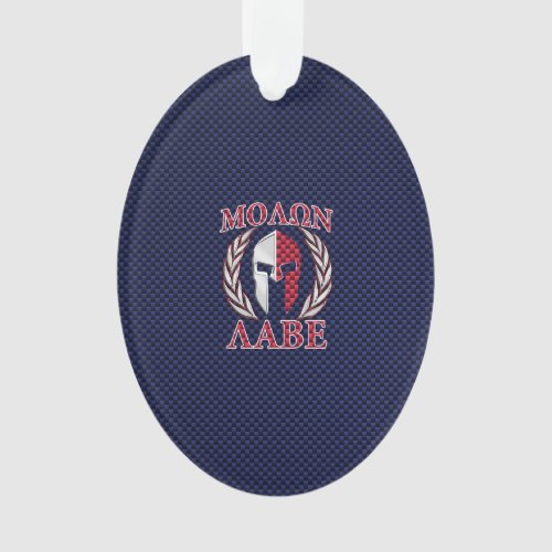 Molon Labe Spartan Warrior Carbon Fiber Chrome Ornament