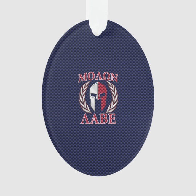 Molon Labe Spartan Warrior Carbon Fiber Chrome Ornament (Front)