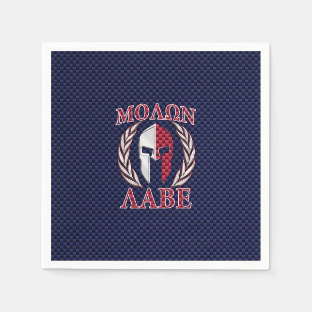 Molon Labe Spartan Warrior Carbon Fiber Chrome Paper Napkins (Front)