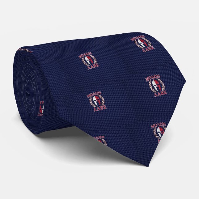 Molon Labe Spartan Warrior Carbon Fiber Print Neck Tie (Rolled)