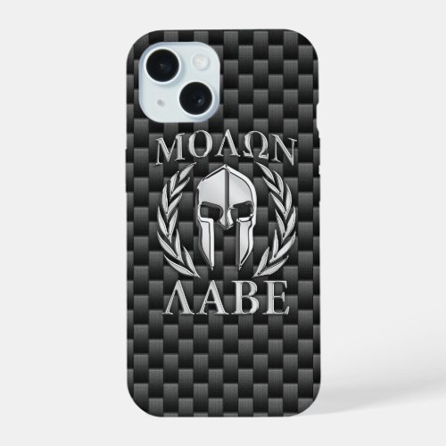 Molon Labe Spartan Warrior Carbon Fiber Print on a iPhone 15 Case
