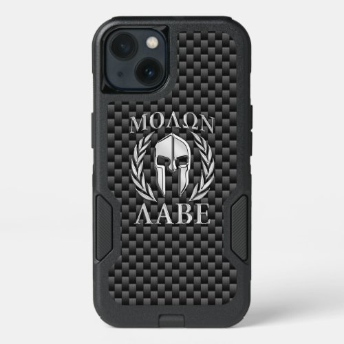 Molon Labe Spartan Warrior Carbon Fiber Print on a iPhone 13 Case
