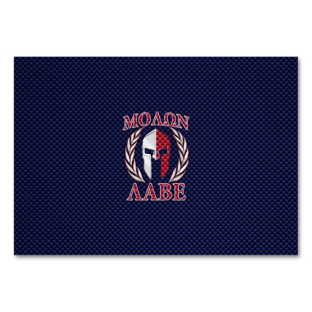 Molon Labe Spartan Warrior Carbon Fiber Print Table Number (Front)