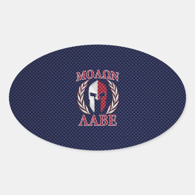 Molon Labe Spartan Warrior Carbon Fiber Style Oval Sticker (Front)