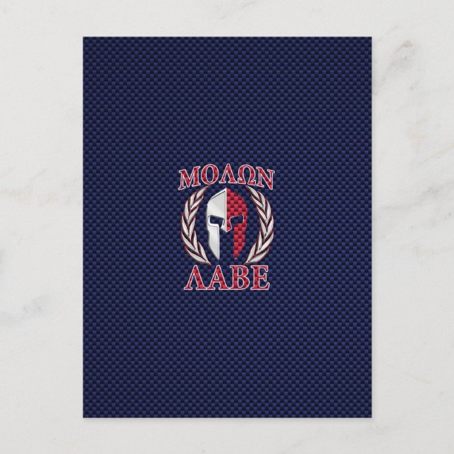 Molon Labe Spartan Warrior Carbon Fiber Style Postcard (Front)