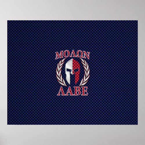 Molon Labe Spartan Warrior Carbon Fiber Style Poster