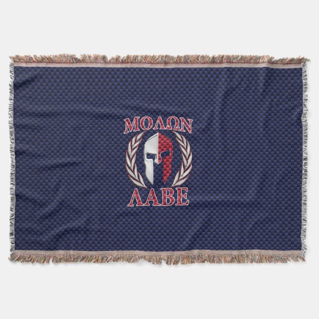 Molon Labe Spartan Warrior Carbon Fiber Style Throw Blanket (Front)
