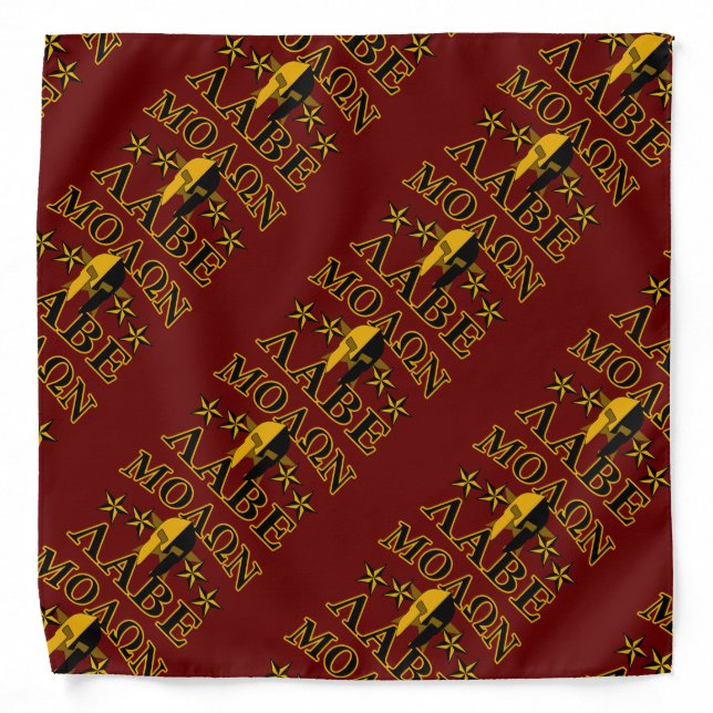 Molon Labe Spartan Warrior Golden Burgundy Bandana (Front)