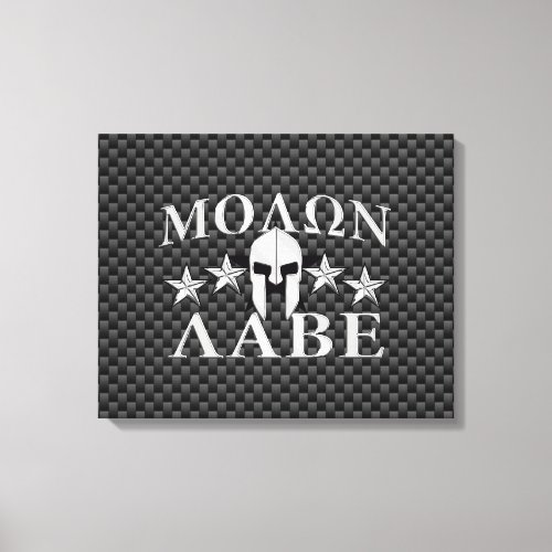 Molon Labe Spartan Warrior Helmet 5 stars Carbon Canvas Print