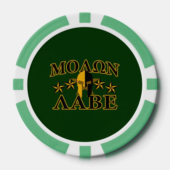 Molon Labe Spartan Warrior Helmet 5 stars Poker Chips (Front)