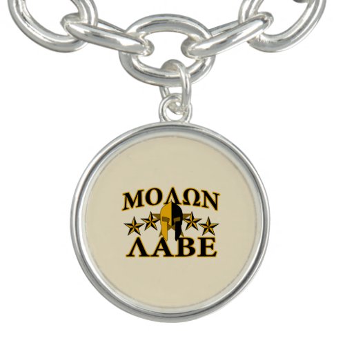 Molon Labe Spartan Warrior Helmet Golden Decor Bracelet