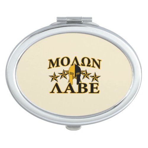 Molon Labe Spartan Warrior Helmet Golden Decor Compact Mirror