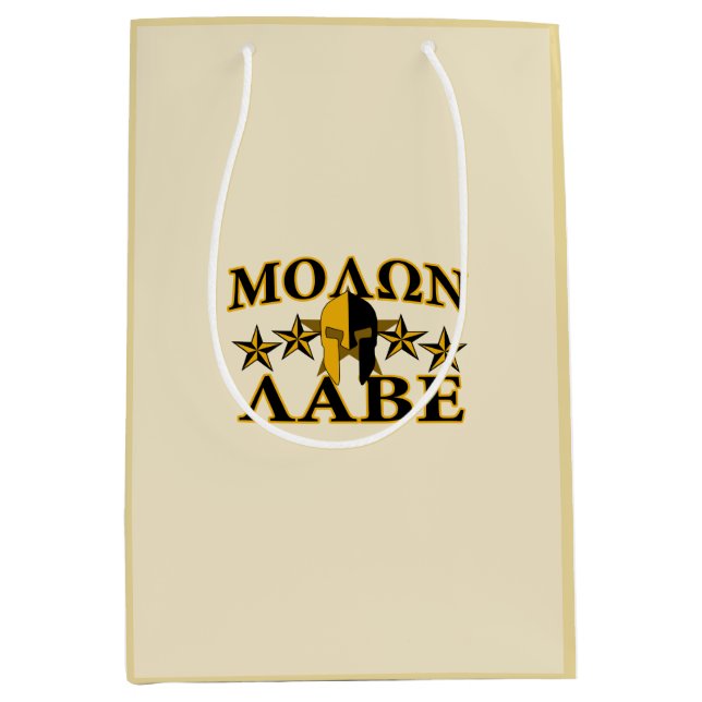 Molon Labe Spartan Warrior Helmet Golden Decor Medium Gift Bag (Front)