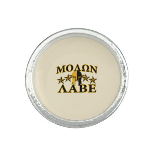 Molon Labe Spartan Warrior Helmet Golden Decor Ring