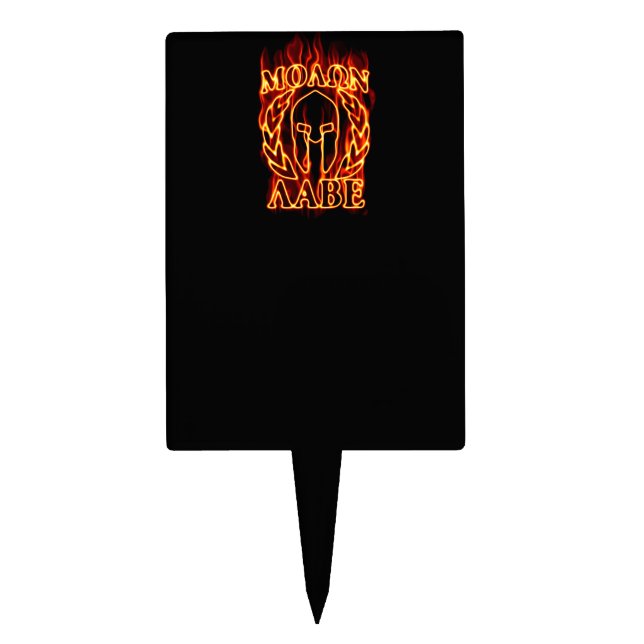 Molon Labe Spartan Warrior in Flames Cake Topper (Front)
