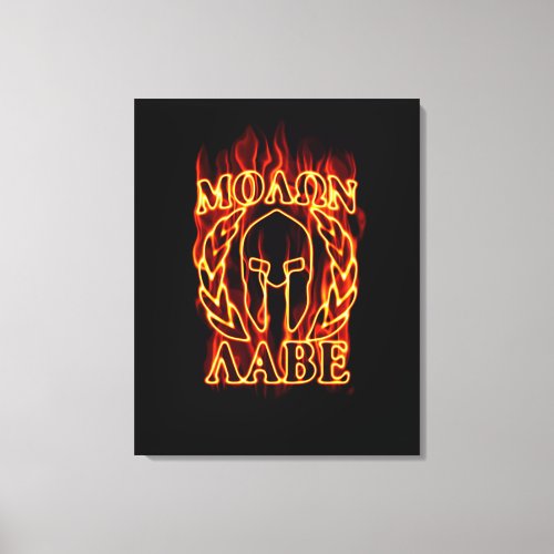Molon Labe Spartan Warrior in Flames Canvas Print