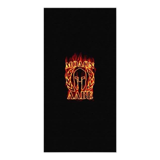 Molon Labe Spartan Warrior in Flames Card (Front)