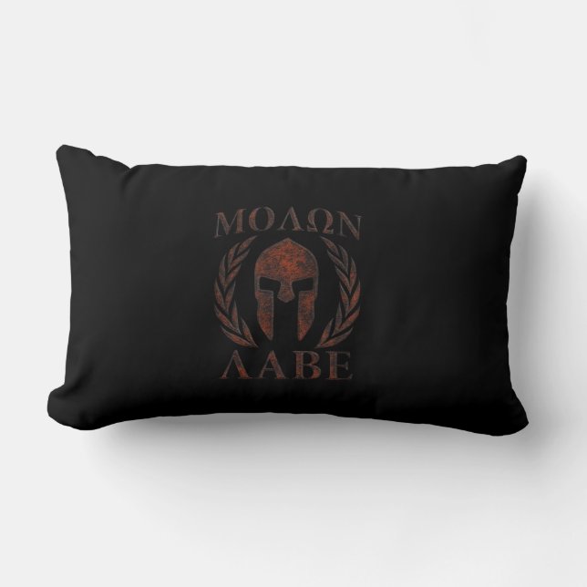 Molon Labe Spartan Warrior Iron Laurels Mask Lumbar Pillow (Front)