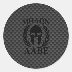 Molon Labe Spartan Warrior Laurels Carbon Decor Classic Round Sticker