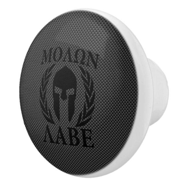 Molon Labe Spartan Warrior Laurels Carbon Style Ceramic Knob (Right)