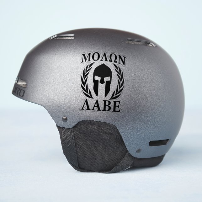 Molon Labe Spartan Warrior Laurels Carbon Style Sticker (Helmet Side)
