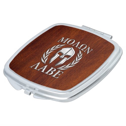 Molon Labe Spartan Warrior Laurels Chro Wood Print Makeup Mirror