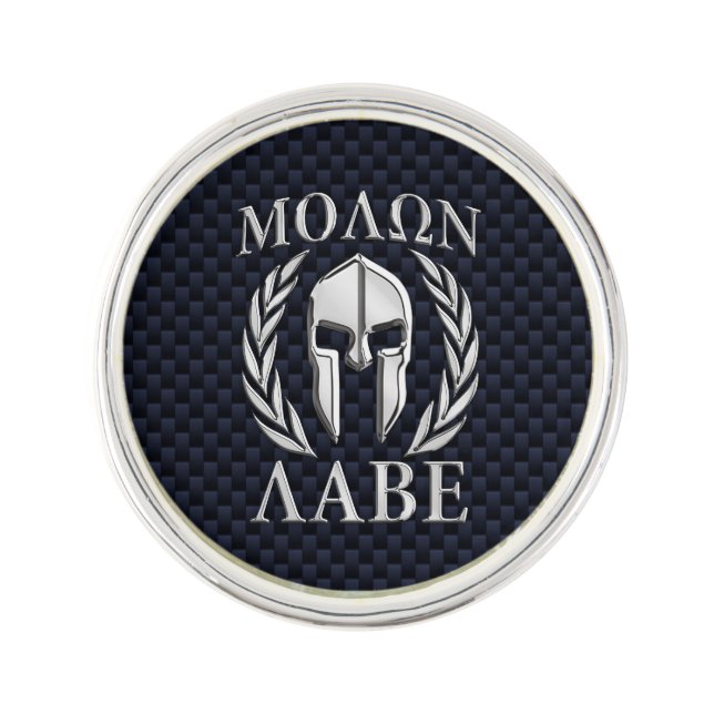 Molon Labe Spartan Warrior Laurels Chrome Print Pin (Front)