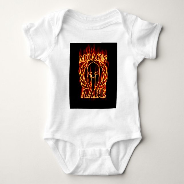 Molon Labe Spartan Warrior Laurels on Fire Baby Bodysuit (Front)