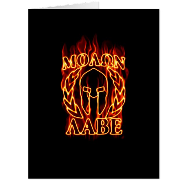 Molon Labe Spartan Warrior Laurels on Fire Cards (Front)