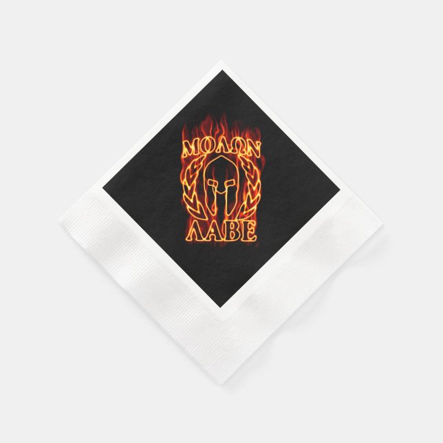 Molon Labe Spartan Warrior Laurels on Fire Napkins (Corner)