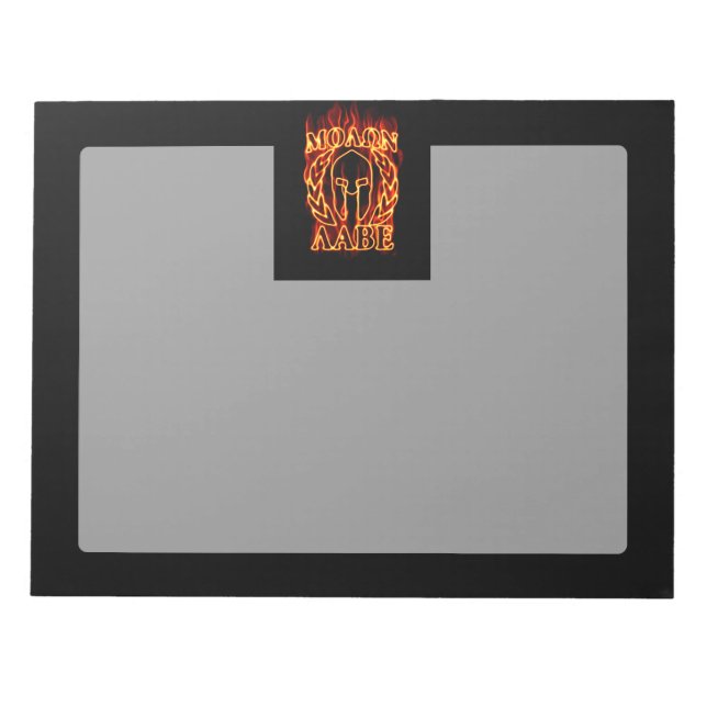 Molon Labe Spartan Warrior Laurels on Fire Notepad (Front)