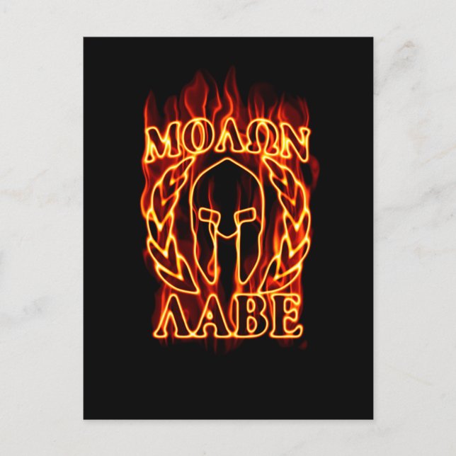 Molon Labe Spartan Warrior Laurels on Fire Postcard (Front)