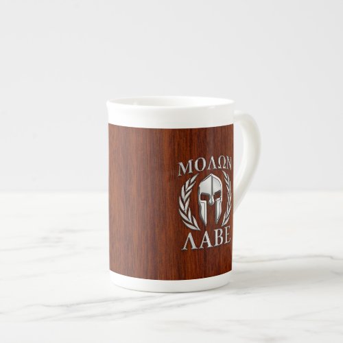 Molon Labe Spartan Warrior Laurels Wood Decor Bone China Mug