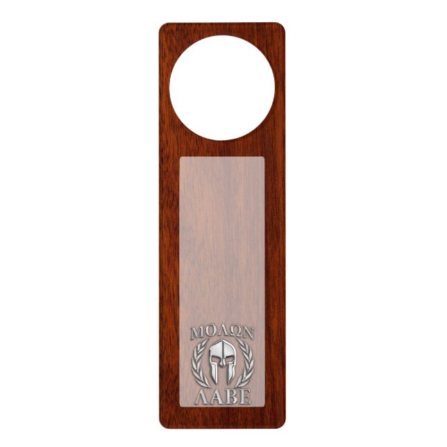 Molon Labe Spartan Warrior Laurels Wood Decor Door Hanger (Front)