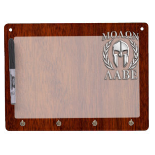 Molon Labe Spartan Warrior Laurels Wood Decor Dry Erase Board With Keychain Holder