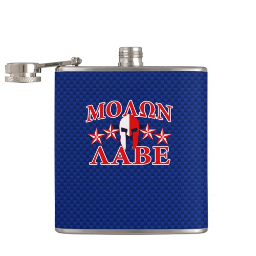 Molon Labe Spartan Warrior Mask 5 stars Patriot Flask